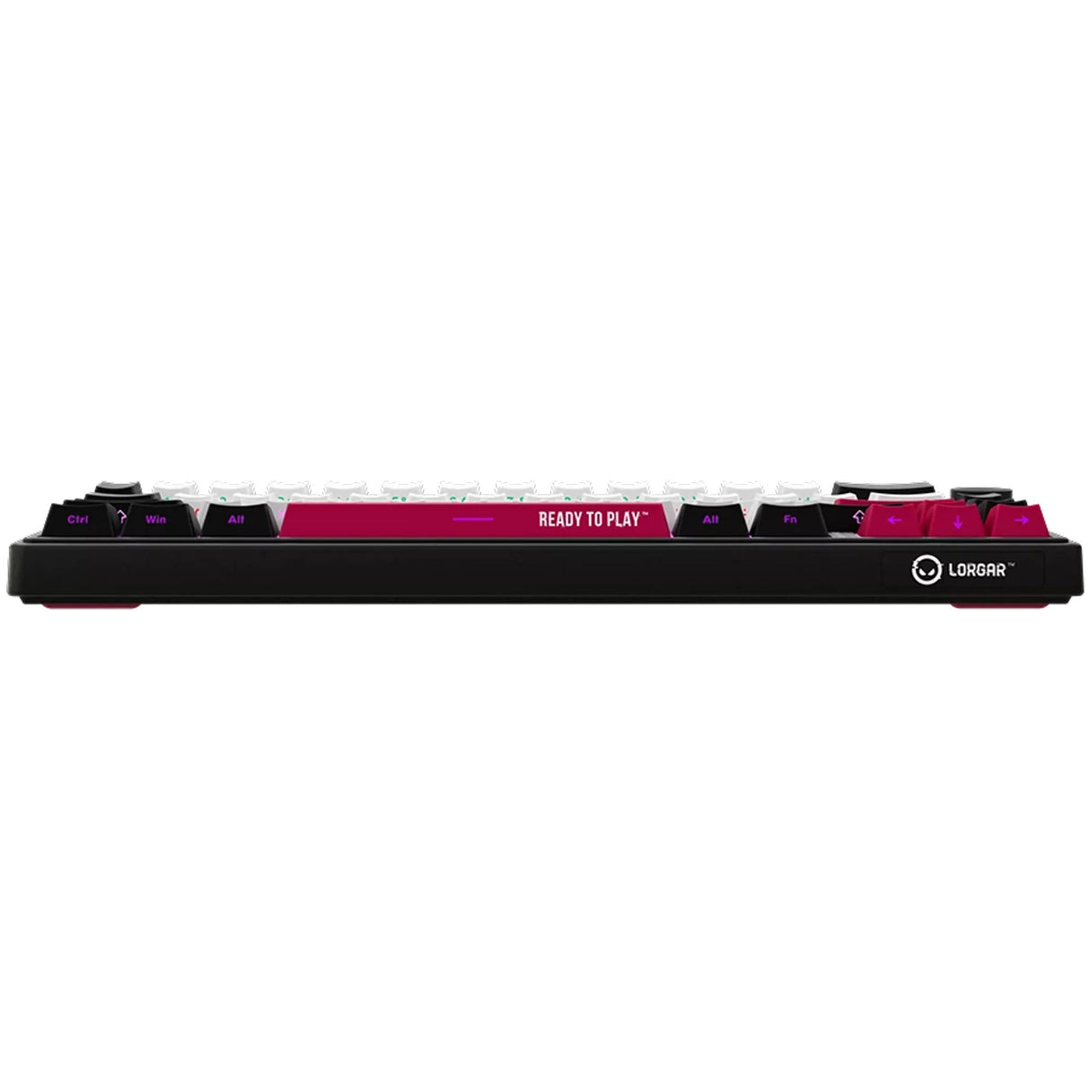 Lorgar kbp70mw rgb mechanisch gaming toetsenbord (zwart, us lay-out (qwerty), logar toxic purple, 65%, rgb, hot-swappable, pbt double-shot, bluetooth | 2.4ghz | usb)