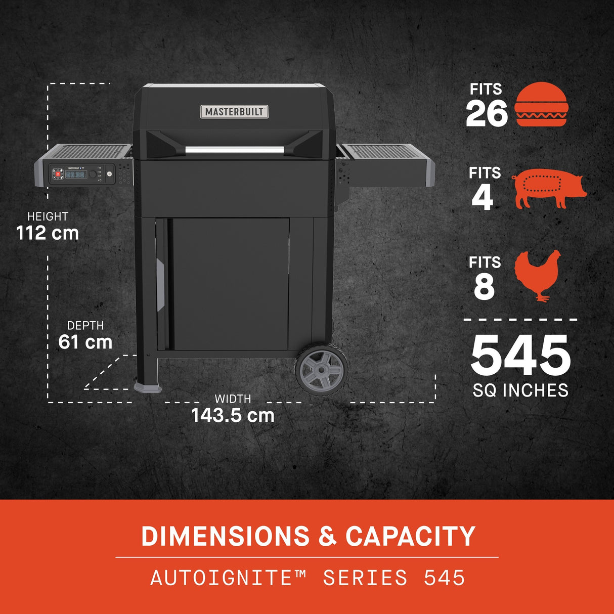 Masterbuilt Masterbuilt Autoignite Serie 545 Digitalkohle -Barbecue e