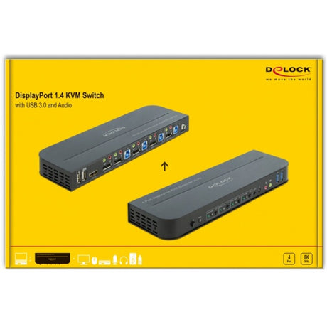 Delock Displayport 1.4 KVM-Switch KVM-Switch (schwarz, 8k 30 Hz, USB 3.0, Audio)