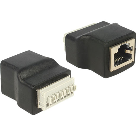 Delock Adapter RJ45 Buchse > Klemmblock mit Druckknopf 8 Pin (schwarz)