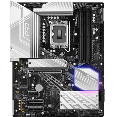 Asrock Z890 Pro RS Sockel 1851 Mainboard (schwarz und weiß, RAID, 2,5 GB-LAN, Sound, ATX)