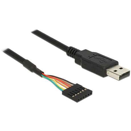 Delock Konverter USB 2.0 Stecker > TTL 6-Pin Pin Header Buchse Kabel (schwarz, 1,8 Meter)