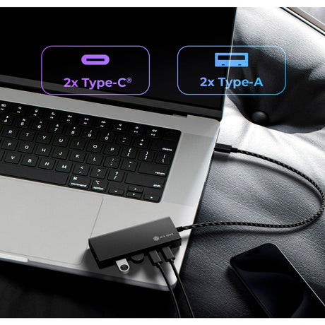 Icy Box ib-hub1436-cpd USB-Hub (schwarz, 2x USB-A, 2x USB-C)