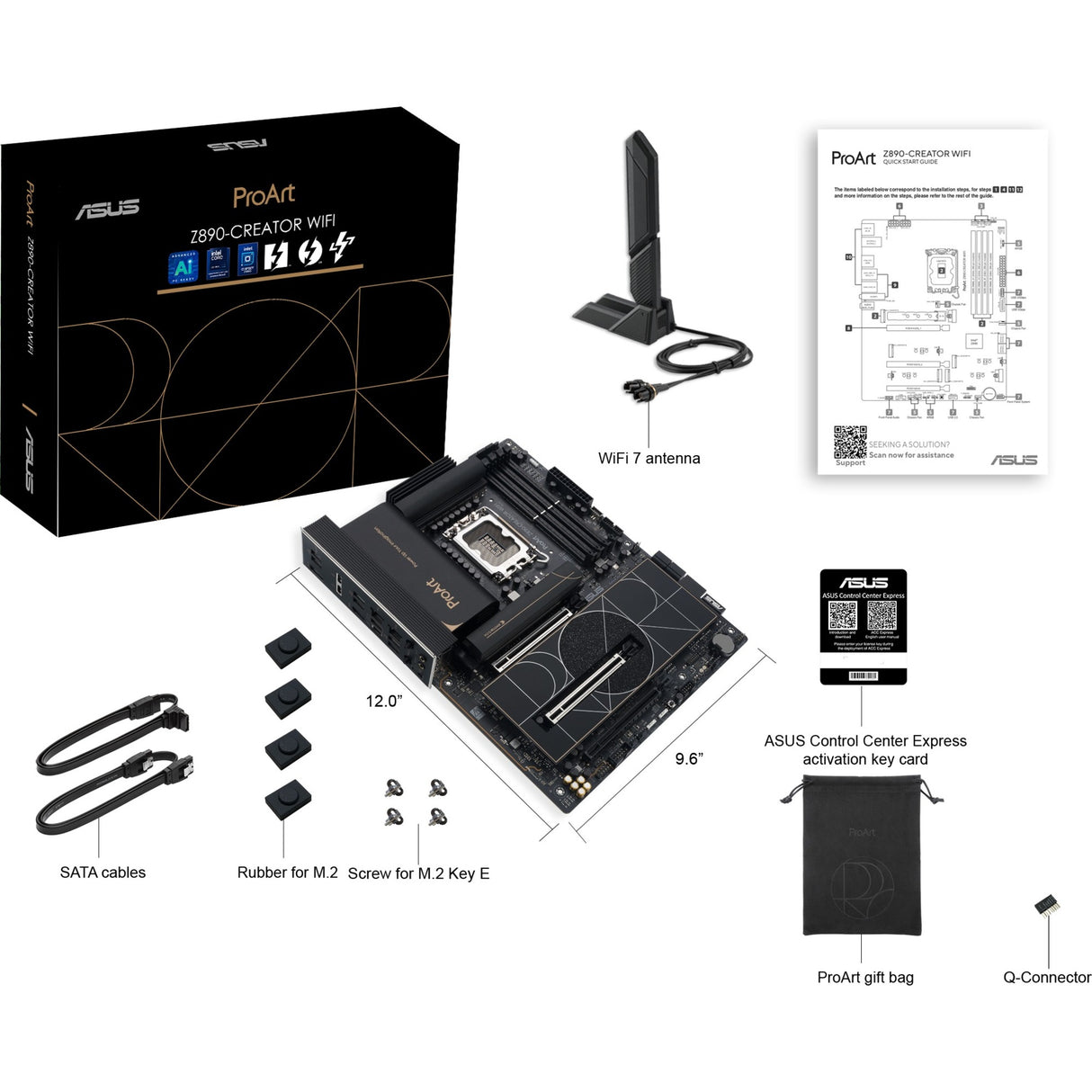 Asus ProArt Z890-Creator WiFi Socket 1851 Motherboard (RAID, 2,5 GB-LAN, 10 GB-LAN, Wi-Fi 7, BT, Sound, ATX)
