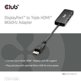 Club 3D Display Port zu Triple HDMI 8K60Hz Hub (Schwarz)