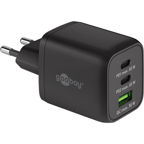 Goobay USB-C Schnellladegerät Nano (65 W) und USB-C Textilkabel (schwarz, 1 Meter)