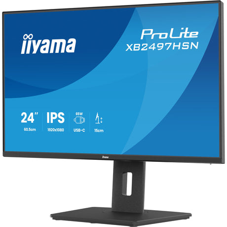 Iiyama Prolite XB2497HSN-B1 23,8-Monitor (Schwarz (matt), 100 Hz, HDMI, Display-Port, USB-C, Audio, LAN)