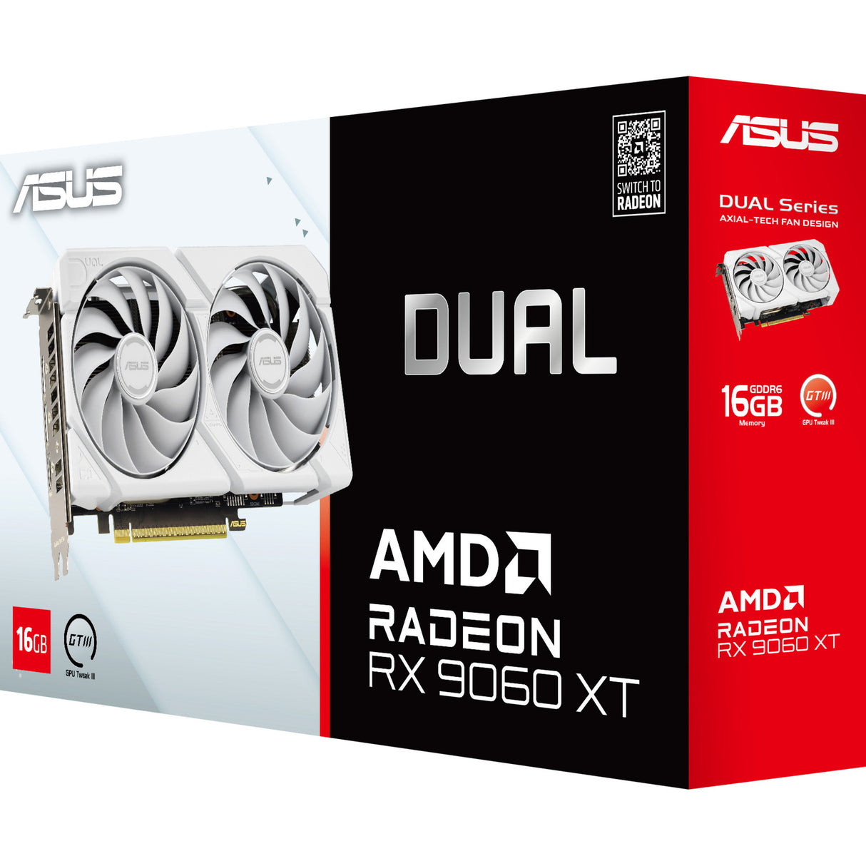 Asus Radeon RX 9060 XT Dual White Edition 16GB Grafikkarte (weiß, RDNA4, GDDR6, 2x Display Port, 1x HDMI 2.1)