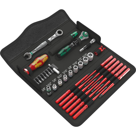 Wera Kraftform Kompakt W Imperial 1 Werkzeugset (schwarz, inkl. Zyklop Speed-Knarre mit Gelenkkopf, 1 4 )