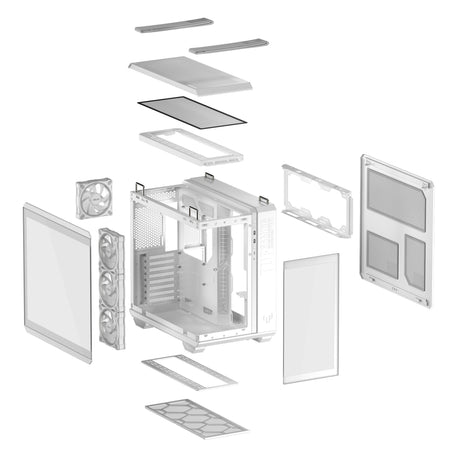 Asus TUF Gaming GT502 Horizon ArGB Midi-Tower-Gehäuse (weiß | 3x USB-A | 1x USB-C | gehärtetes Glas)