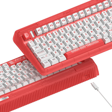 Iqunix OG80 Joy Vendor kabellose mechanische Tastatur (rot, US-Layout (QWERTZ), Cherry MX Silent Red, 80 % (TKL), RGB-LEDs, Hot-Swap-fähig, PBT, 2,4 GHz | Bluetooth 5.1 | USB-C)