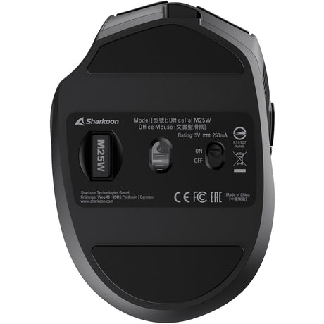 Sharkoon Officepal M25W Maus (Schwarz, 400 - 4000 dpi, RGB, 2,4 GHz USB)