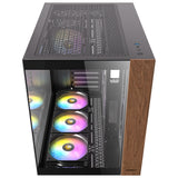 Antec cx800 Wood Argb Midi-Tower-Gehäuse (schwarze Holzfarbe | 1x USB-A | 1x USB-C | gehärtetes Glas)