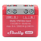 Shelly 1pm mini gen4 relais (rood, bluetooth 4.2, wi-fi)
