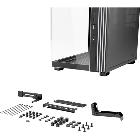 Ruhig sein! Lichtsockel 600 lx Midi-Tower-Gehäuse (schwarz | 2x USB-A | 1x USB-C | RGB | Fenster)