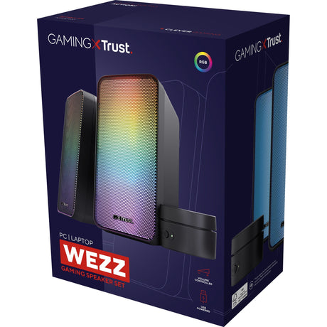 Trust GXT 611 Wezz Illuminated 2.0 RGB-Lautsprecherset PC-Lautsprecher (schwarz, RGB-LEDs)