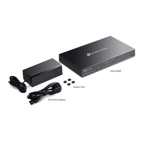 Tp-Link Omada ES210GMP 10-Port-Gigabit-Easy-Managed-Switch (schwarz, 8x PoE+, 1x Gigabit SFP)