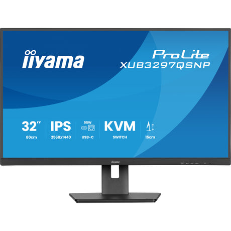 Iiyama Prolite xub3297qsnp-b1 32 Monitor (schwarz, HDMI, 2x Display-Port, 2x USB-A, 2x USB-C, RJ-45)