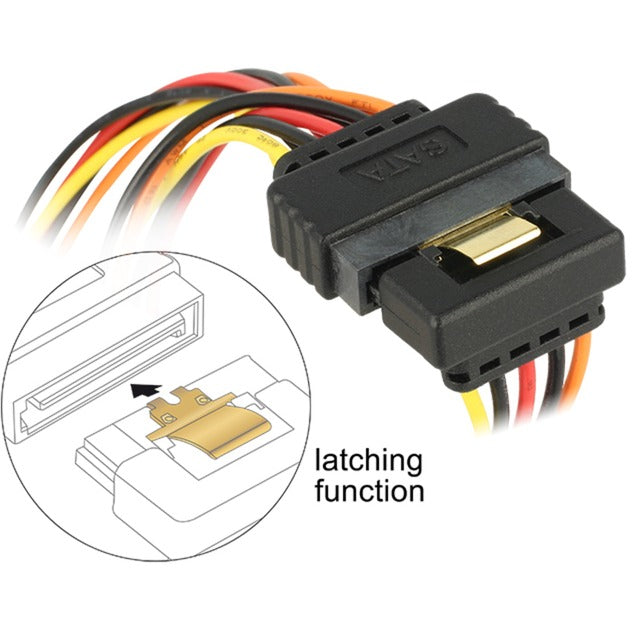 Delock SATA 15-Pin > 2 x SATA 15-Pin Stromverteilerkabel (schwarz rot, 0,15 Meter)