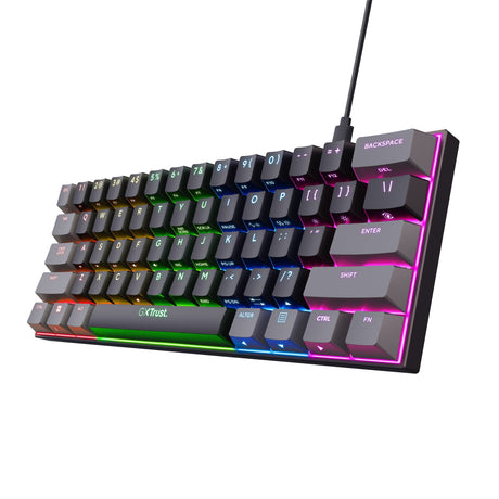 Trust GXT 867 Acira 60 % mechanische Mini-Gaming-Tastatur (Schwarz, US-Layout (QWERTY), Outemu Red, 60 %, RGB)