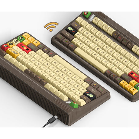 Iqunix OG80 Happy Ape kabellose mechanische Tastatur (schwarz, US-Layout (QWERTY), TTC Holy Panda, 80 % (TKL), RGB-LEDs, Hot-Swap-fähig, PBT, 2,4 GHz | Bluetooth 5.1 | USB-C)