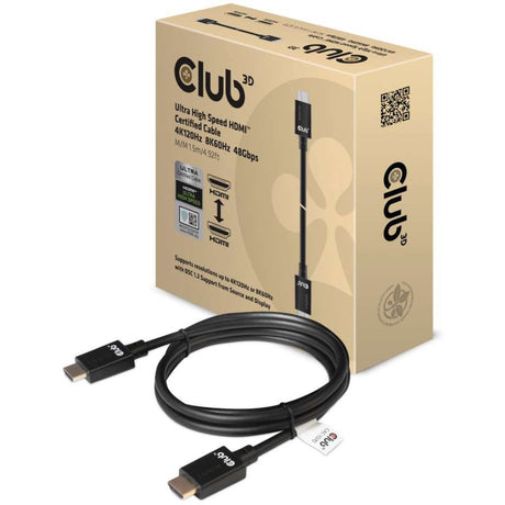 Club 3D Ultra-High-Speed-HDMI-2.1-zertifiziertes Kabel männlich-männlich (schwarz, 1,5 Meter, 4K 120 Hz, 8K 60 Hz, 48 Gbit/s)