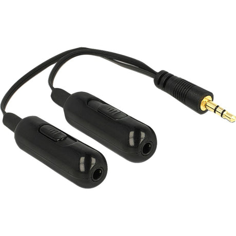 Delock 1x 3,5 mm (Stecker) > 2x 3,5 mm Kabel (schwarz, 0,19 Meter)