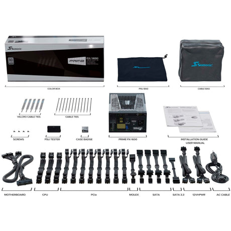 Seasonic Prime PX-1600 Modulares 1600-Watt-Netzteil (Schwarz, 2x 12VHPWR, 8x PCIe)