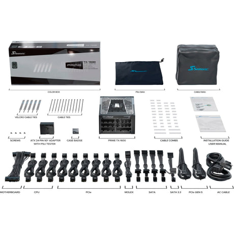 Seasonic Prime TX-1600 modulares 1600-Watt-Netzteil (schwarz, 2x 12V-2x6, 6x PCIe)