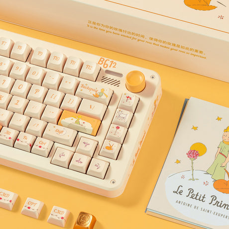 Iqunix zx75 Sunset Ponder kabellose mechanische Tastatur (hellgelb, US-Layout (QWERTY), Iqunix Silent Rose, 75 %, RGB-LEDs, Hot-Swap-fähig, Double-Shot PBT, 2,4 GHz | Bluetooth 5.1 | USB-C)