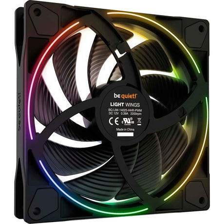 Ruhig sein! Light Wings PWM-Hochgeschwindigkeits-RGB-Gehäuselüfter (schwarz, 140 x 140 x 25 mm)