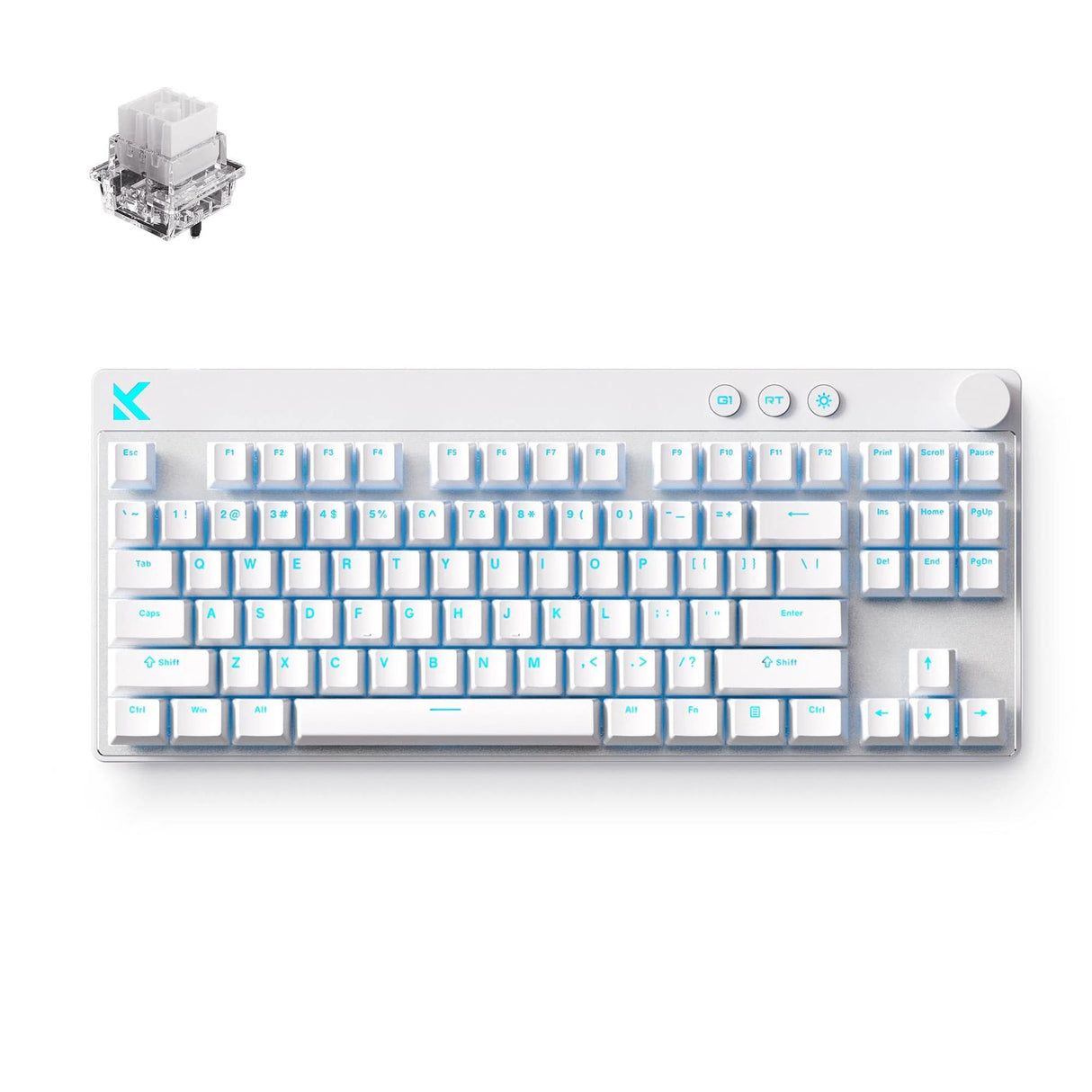 Mchose mix 87 hall effect magnetic switch gaming keyboard (wit, us lay-out (qwerty), mount tai gt he, 80% (tkl), 8k, rgb, pbt keycaps, hot-swap)