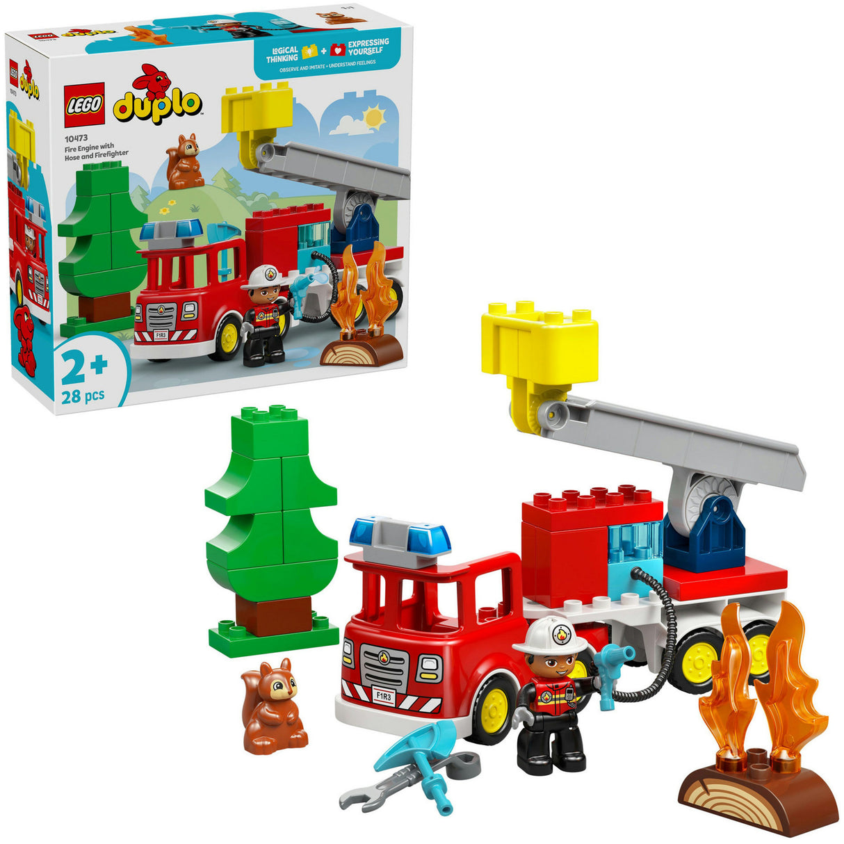 Lego Duplo Town 10473 Feuerwehrauto mit Schlauch und Feuerwehrmann