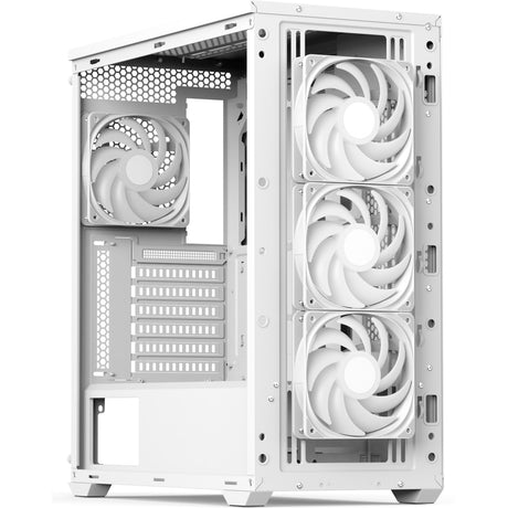 Aerocool b502a Midi-Tower-Gehäuse (weiß | 2x USB-A | 1x USB-C | RGB)