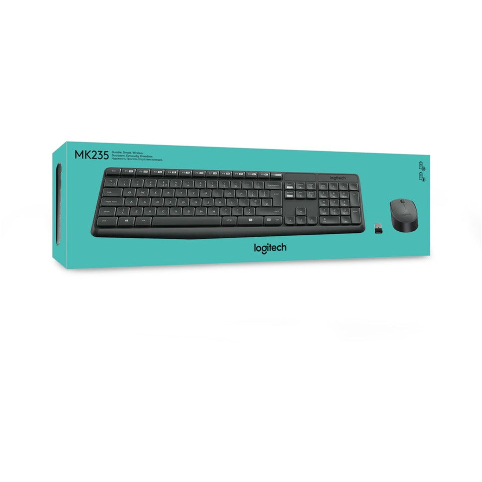 Logitech mk235 Wireless-Desktop-Set (schwarz, US-internationales Layout (QWERTY))