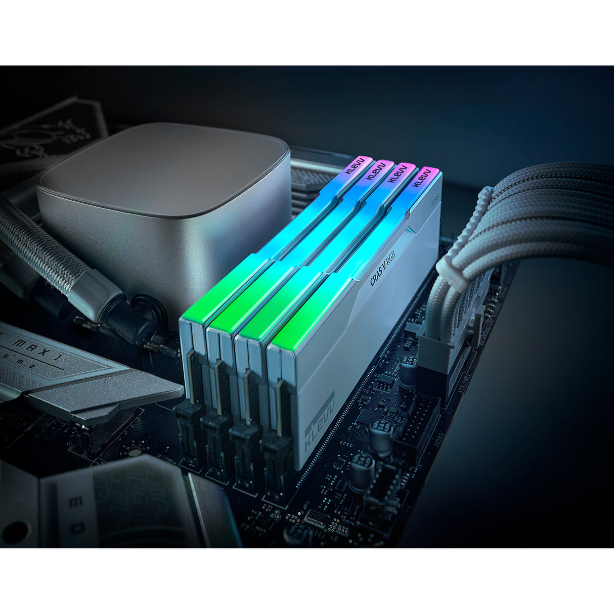 Klevv 32 gb ddr5-6000 (2x 16 gb) kit werkgeheugen (wit, kd5agua80-60a300j, cras v rgb, xmp 3.0, expo)