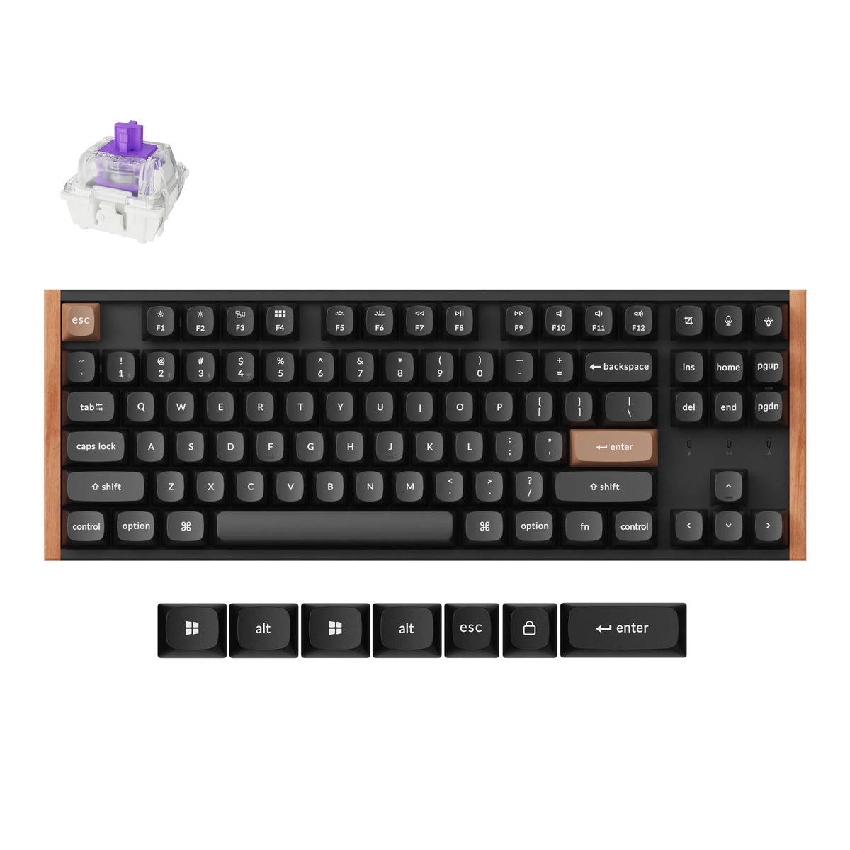 Keychron K8 HE-F1 RGB mechanische Tastatur (schwarz, US-Layout (QWERTY), Gateron Double-Rail Magnetic Nebula, 80 % (TKL), RGB-LEDs, OSA Double-Shot PBT, Hot Swap, USB-C | 2,4 GHz | Bluetooth 5.1)