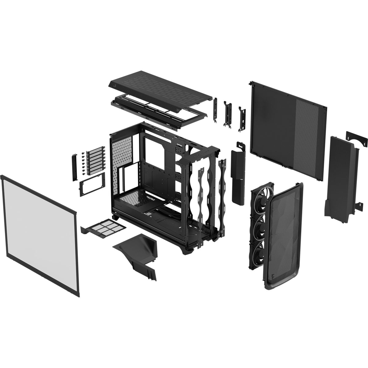 Fractal Design Meshify 3 XL RGB Big Tower Gehäuse (schwarz | 2x USB-A | 1x USB-C | RGB | gehärtetes Glas)