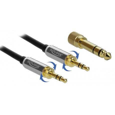 Delock Stereokabel 3,5 mm 3 Pin Stecker > 3,5 mm 3 Pin Stecker (schwarz, 5 Meter)