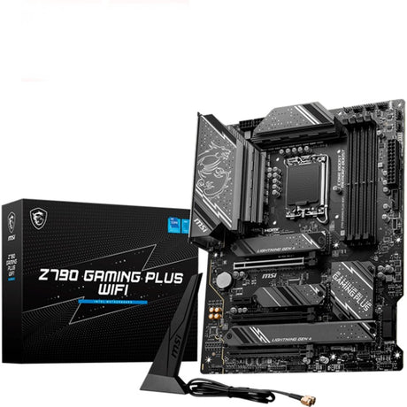 MSI Z790 Gaming Plus Wi-Fi Socket 1700 Mainboard (grau schwarz, RAID, 2,5 GB-LAN, Wi-Fi 6e, BT, Sound, ATX)