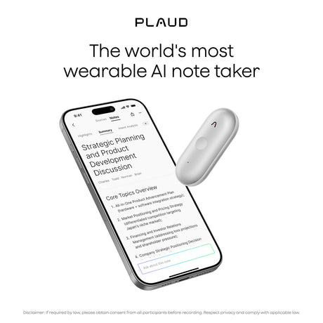 Plaud Notepin s Diktiergerät (Silber, 64 GB, Bluetooth 5.2 BLE (Bluetooth Low Energy) Wi-Fi)