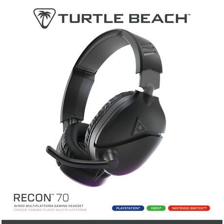 Turtle Beach Ear Force Recon 70p schwarz (2024) Over-Ear-Gaming-Headset (schwarz, PS4, PS5, Xbox Series X|s, Xbox One, Switch, PC, Mobil)