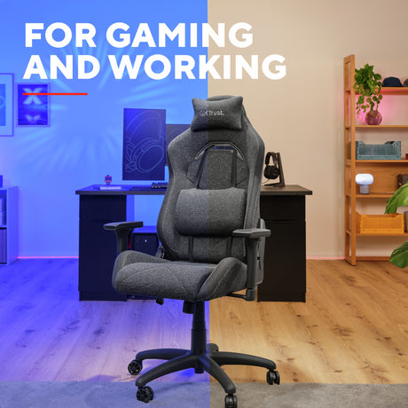 Trust gxt 723 ruya comfortabele stoffen gaming stoel (grijs)