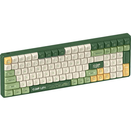 Iqunix F97 Camping kabellose mechanische Tastatur (grün, US-Layout (QWERTY), Cherry MX Brown, 96 %, RGB-LEDs, Hot-Swap-fähig, PBT, 2,4 GHz | Bluetooth 5.1 | USB-C)