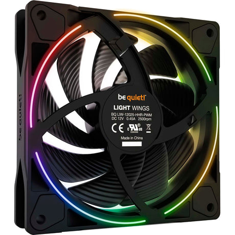Ruhig sein! Light Wings PWM High-Speed-RGB-Gehäuselüfter (schwarz, 3 Stück, 120 x 120 x 25 mm)