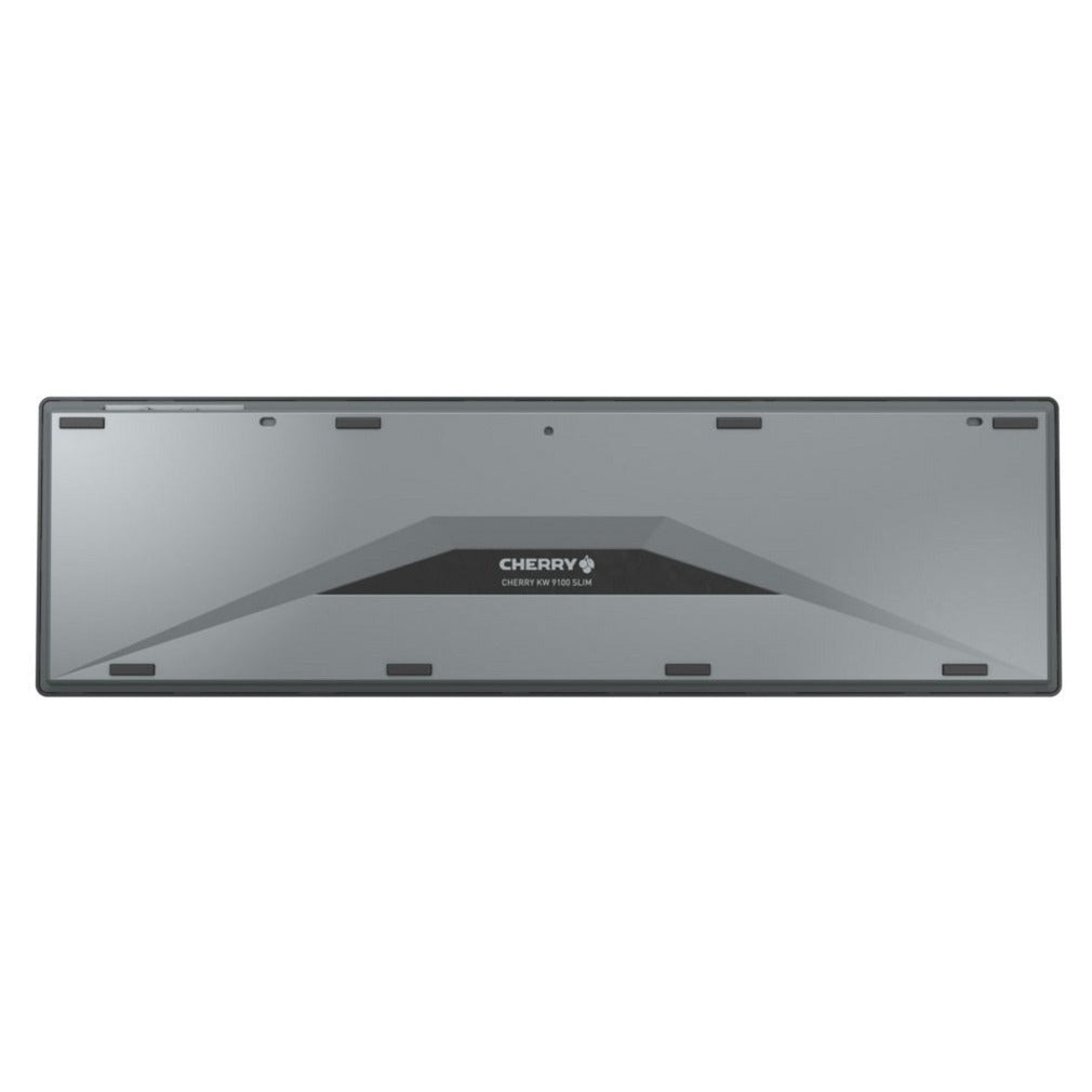 Cherry KW 9100 Slim, Tastatur (Schwarz Silber, EU-Layout (QWERTY), Scherenschalter, ABS, USB-C, 2,4 GHz, Bluetooth)