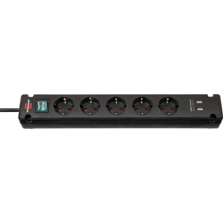 Brennerstuhl Bremounta Steckdosenleiste 5-fach Steckdosenleiste (schwarz, 2x USB)