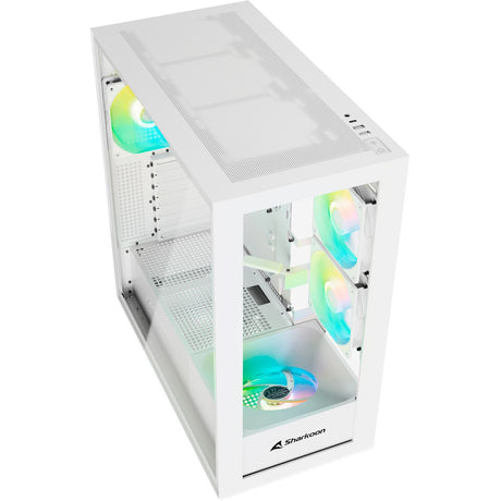 Sharkoon Rebel C60 RGB Midi-Tower-Gehäuse (weiß | 2x USB-A | 1x USB-C | RGB | gehärtetes Glas)