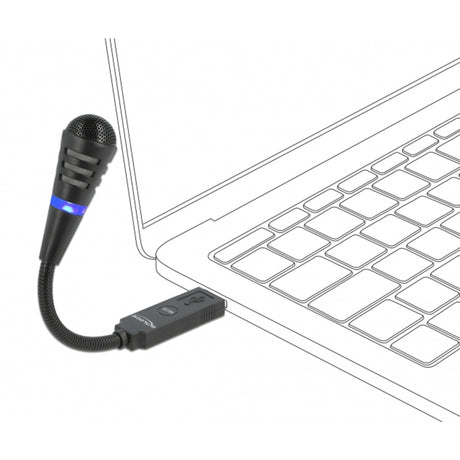 Delock USB-Schwanenhalsmikrofon mit Mute-Taste (schwarz)
