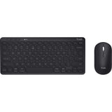Trust Lyra kabelloses Multi-Device-Tastatur-Maus-Desktop-Set (schwarz, US-Layout (QWERTY), Scherenschalter, 65 %, 800–1.600 dpi, 2,4 GHz USB, Bluetooth)
